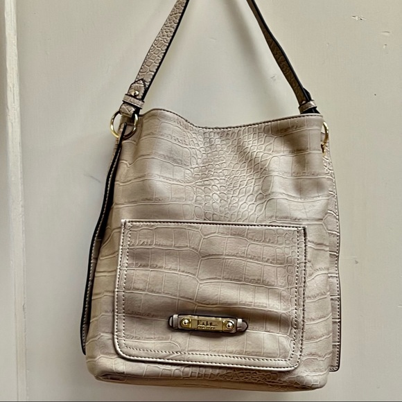 Nicole Miller Faux Leather Snakeskin Large Tote Beige - Picture 2 of 11